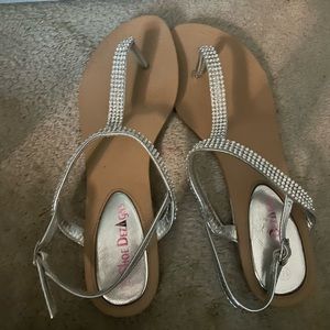 Silver rhinestone sandals